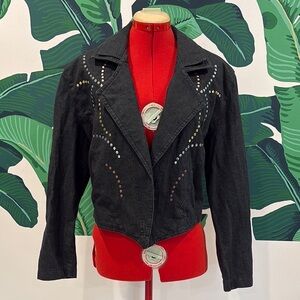 Vintage 1980s Black Mixed Metals Studded Women's Jacket